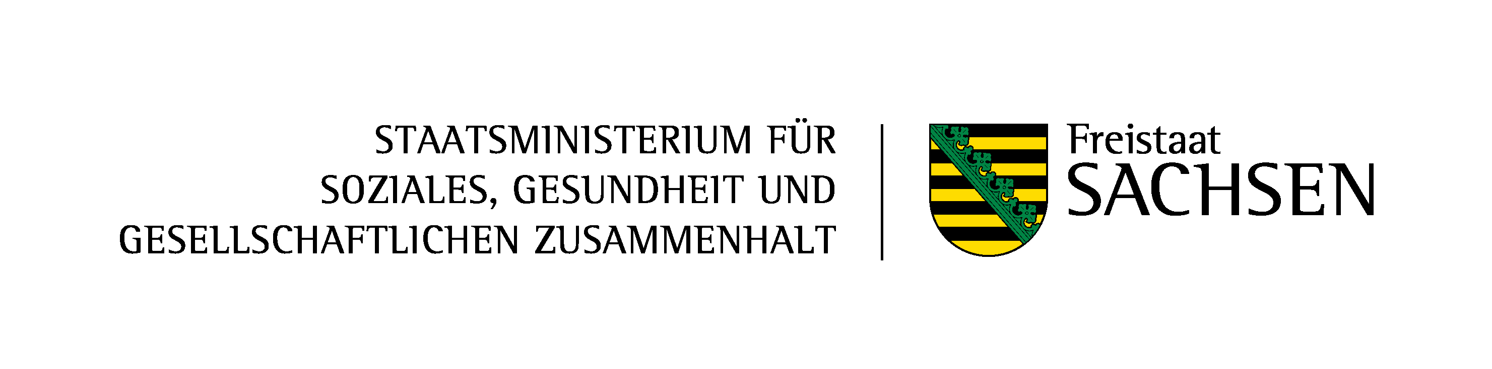 KI generiert: Das Bild zeigt das Logo des Sächsischen Staatsministeriums für Soziales, Gesundheit und gesellschaftlichen Zusammenhalt, das den offiziellen Namen der Behörde sowie das Wappen des Freistaates Sachsen enthält. Der Hauptinhalt des Bildes ist die Identifikation und Repräsentation dieser sächsischen Landesbehörde.