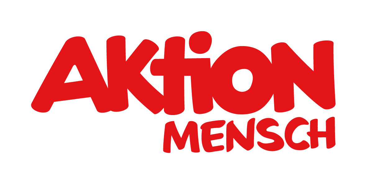 KI generiert: Das Bild zeigt ein Logo mit der Aufschrift "Aktion Mensch" in roter, verspielter Schrift. Der Hauptinhalt des Bildes ist der Name der Organisation "Aktion Mensch".