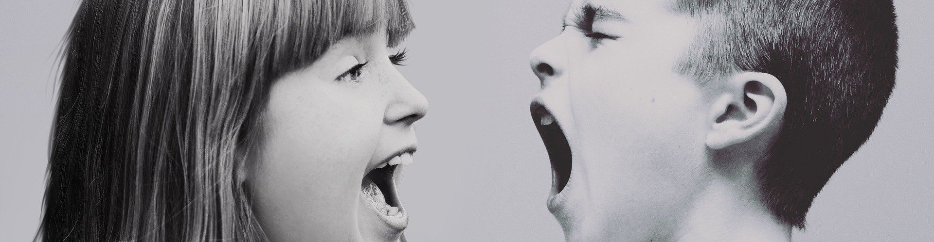 KI generiert: Das Bild zeigt zwei Personen, die sich gegenüberstehen und den Mund weit geöffnet haben, als ob sie sich laut anschreien. Der Fokus liegt auf ihrer energischen und emotionalen Ausdrucksweise.