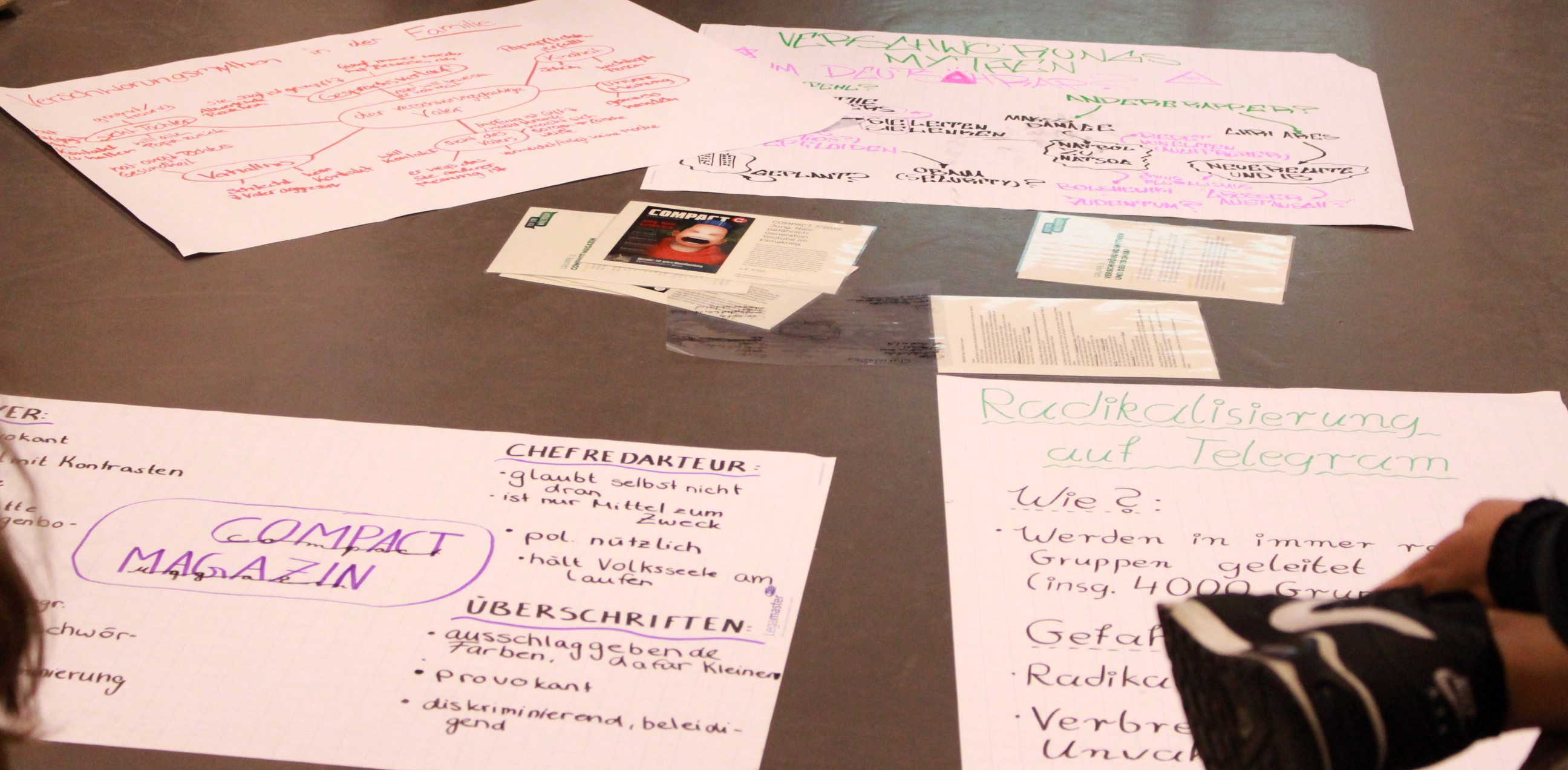 KI generiert: Das Bild zeigt mehrere handschriftliche Notizen und Skizzen auf Papierblättern, die auf einem Tisch verstreut liegen. Der Hauptinhalt scheint eine Brainstorming-Sitzung oder Planung zu sein, möglicherweise im Zusammenhang mit einem Projekt oder einer Präsentation.