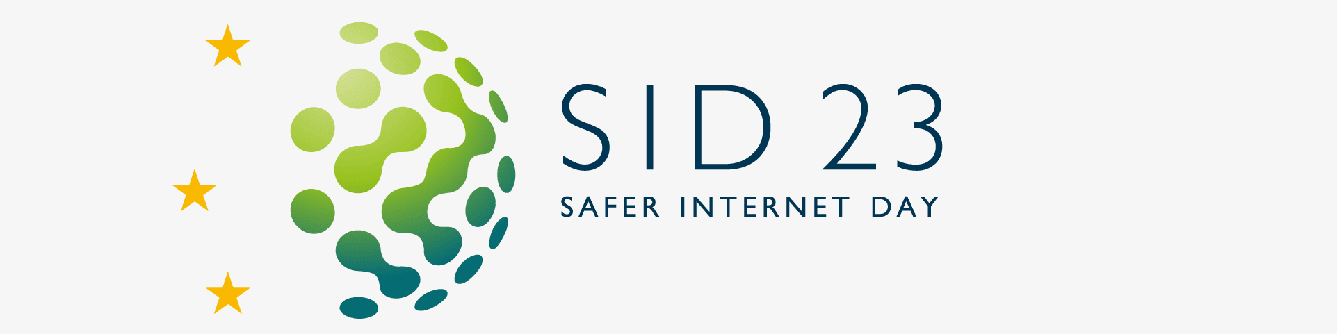 KI generiert: Das Bild zeigt das Logo für den Safer Internet Day 2023 (SID 23). Es besteht aus einem stilisierten, bunten Globus, umgeben von drei gelben Sternen, sowie der Text "SID 23" und "SAFER INTERNET DAY".