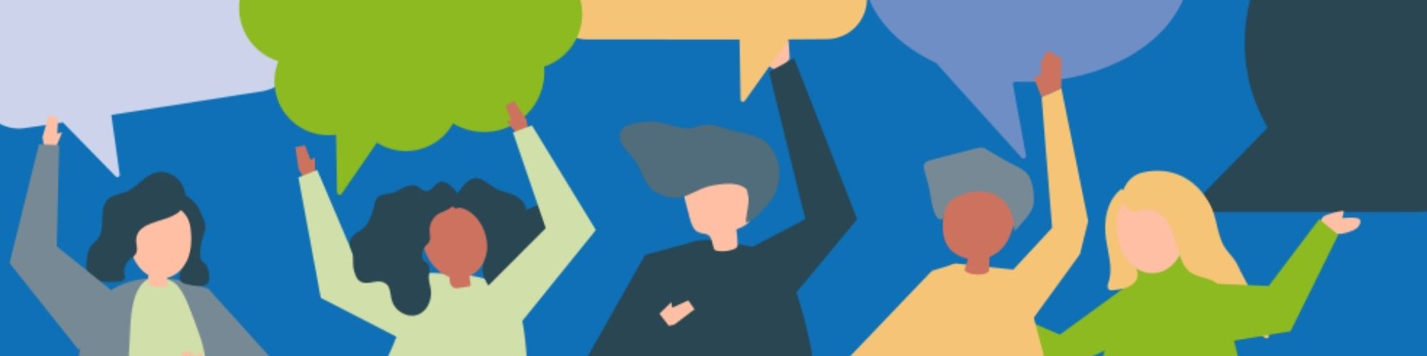 KI generiert: Das Bild zeigt eine Gruppe von fünf Personen, die ihre Arme in die Luft strecken und sich freuen, wobei eine von ihnen eine grüne Baumkrone und eine andere einen Sprechblasen-Schild hält. Der Hauptinhalt des Bildes ist eine fröhliche und engagierte Gruppe, die möglicherweise eine positive Botschaft oder Gemeinschaftsaktion symbolisiert.