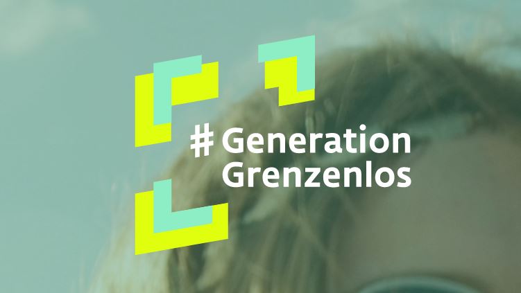 KI generiert: Das Bild zeigt eine Person mit unscharfem Hintergrund und dem Hashtag "# Generation Grenzenlos" in der Mitte. Der Hauptinhalt des Bildes ist die Werbung oder der Slogan "# Generation Grenzenlos", der durch die grafischen Elemente und den Text hervorgehoben wird.