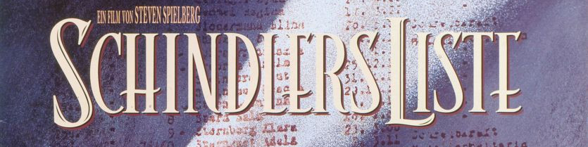 KI generiert: Das Bild zeigt den Titel des Films "Schindlers Liste" von Steven Spielberg, wobei der Titel in einer markanten Schriftart über einem Hintergrund mit einer Liste von Namen dargestellt ist. Der Hauptinhalt des Bildes ist der Filmtitel, der auf die Thematik des Films hinweist.