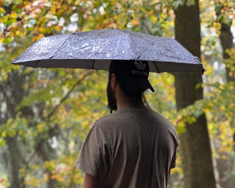 KI generiert: Das Bild zeigt eine Gruppe von Personen, die auf einem Feldweg durch eine ländliche, grüne Landschaft mit sanften Hügeln und verstreuten Bäumen spazieren. Im Hintergrund sind einige Häuser und ein Wald zu sehen.